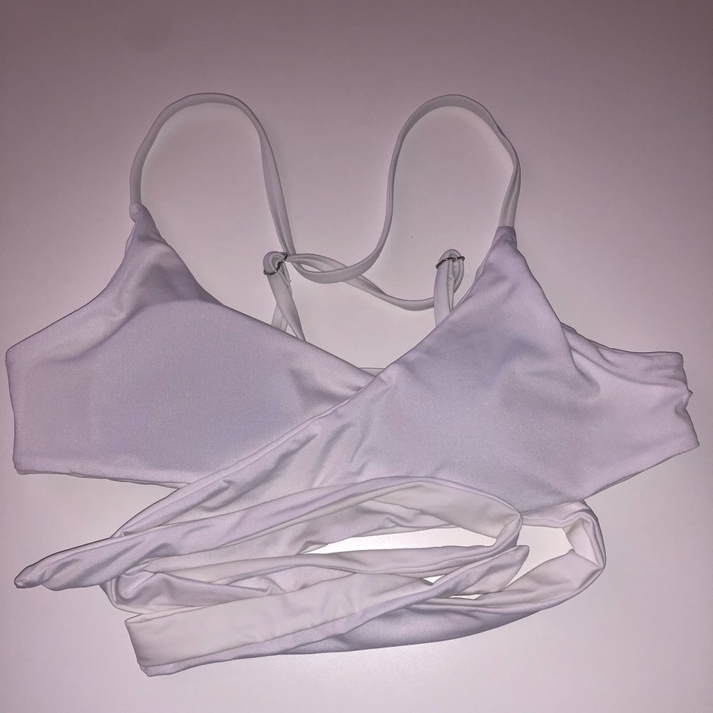 white wrap bikini top